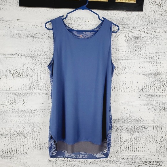 Tangerine Women Activewear Sleeveless Lace Floral Layered Back Tank Top Large - Picture 1 of 11